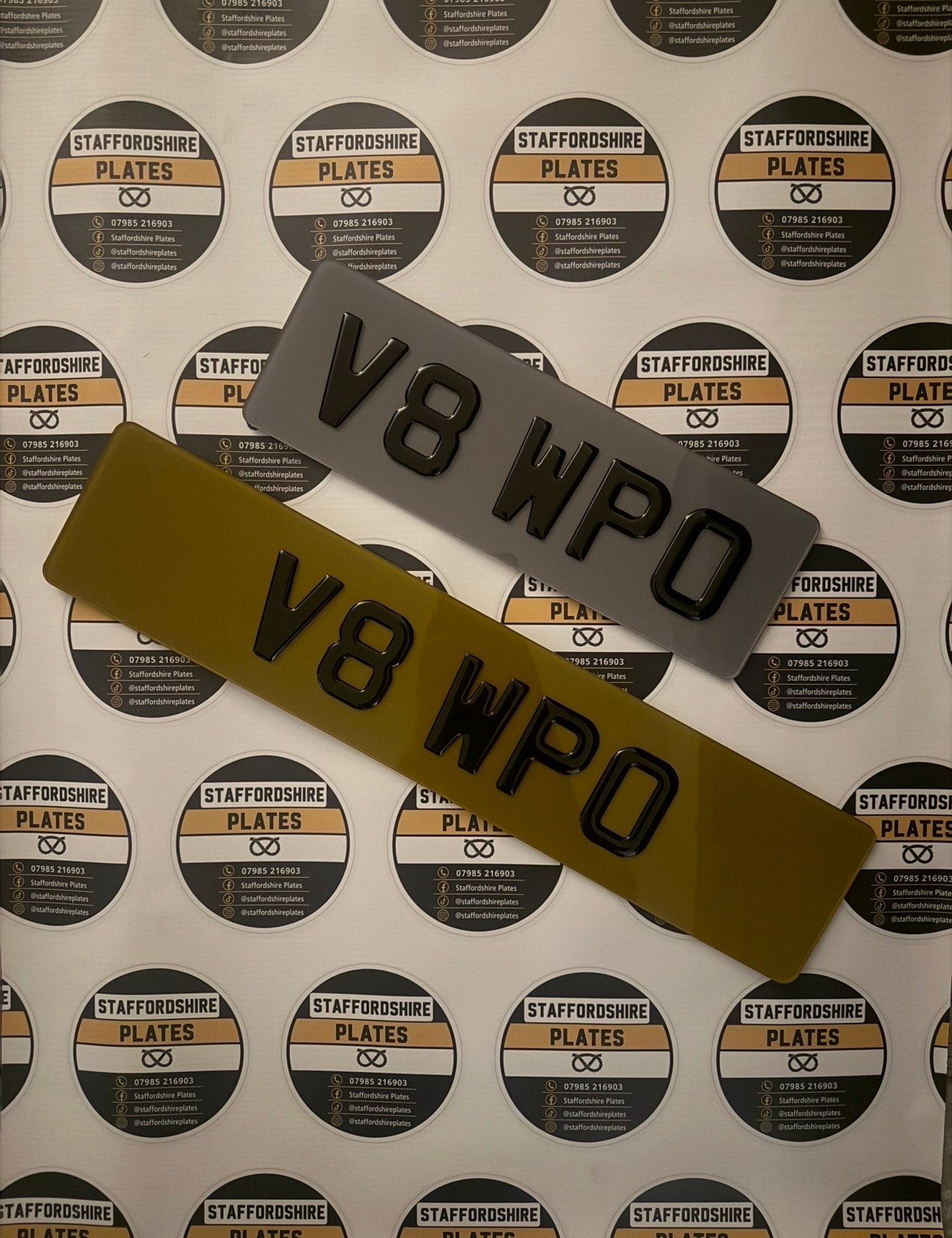 Dark grey and gold V8 KRO 4D custom number plates