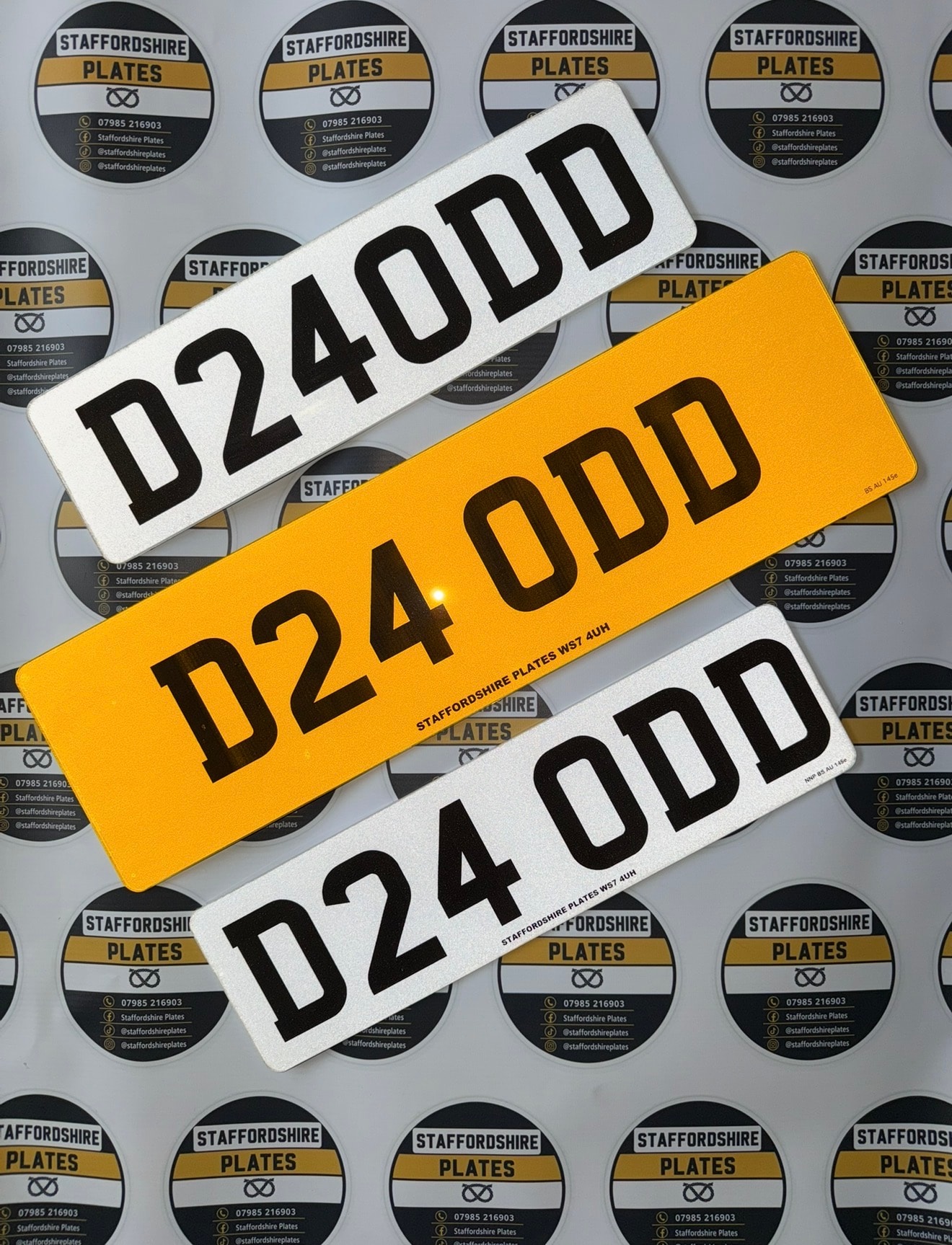 White and yellow D24 ODD custom number plates