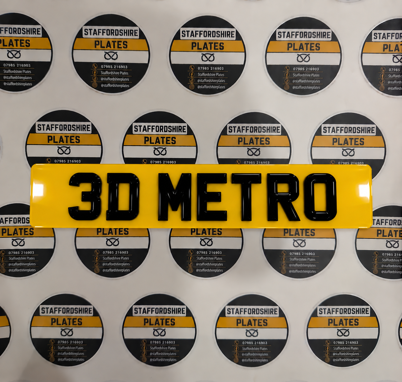 White 3D Metro Staffordshire Plates registration plate