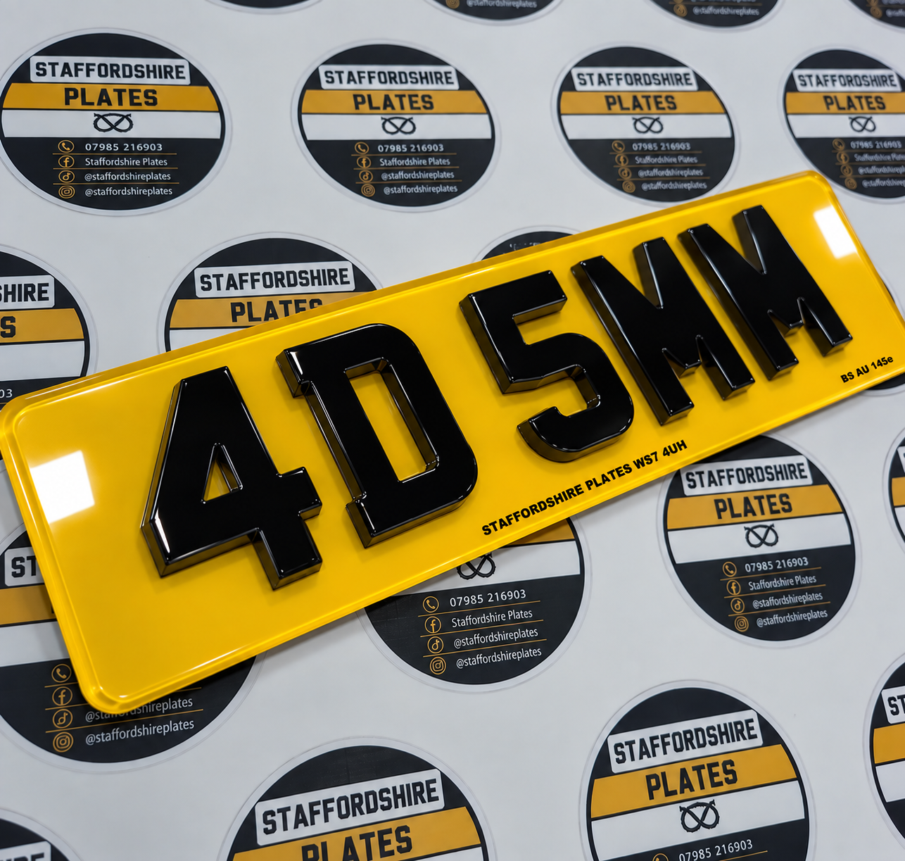 Yellow 4D 5mm Staffordshire Plates registration plate