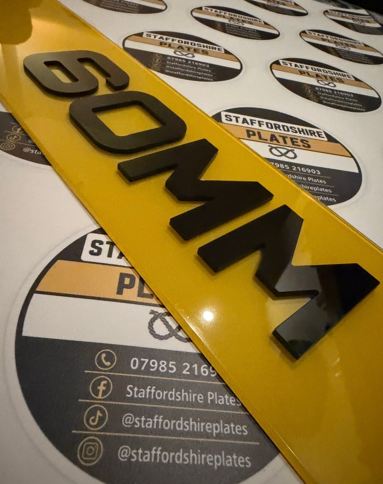 Yellow 4D Metro 60mm Staffordshire Plates registration plate